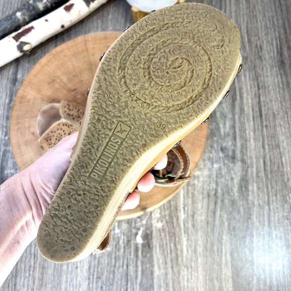 Pikolinos | Benissa Perforated Leather Wedge Peep Toe Sling Back Sandals Size 39 - Picture 12 of 12